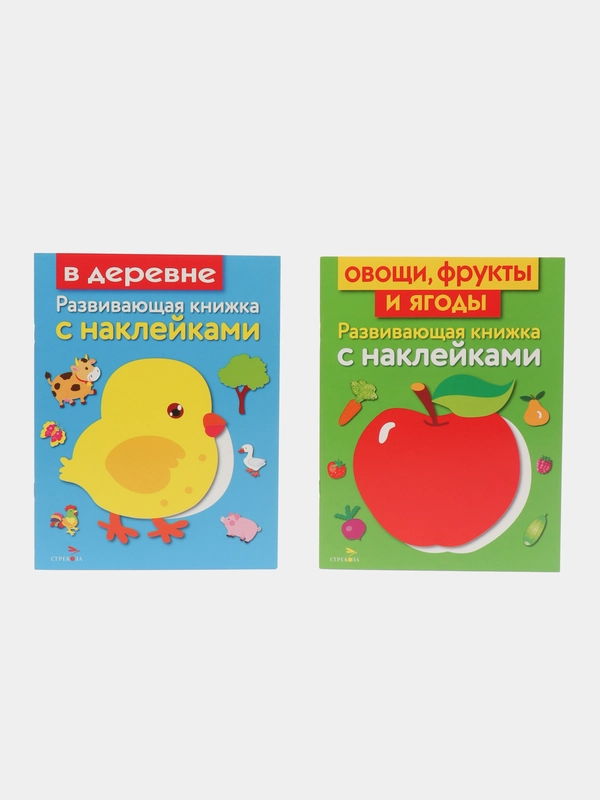 Развивающие книжки с наклейками "В деревне" и "Овощи, фрукты и ягоды" (Набор из 2 книг)