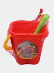Красный набор для песочницы, грабельки, лопатка, ведерко, формочки