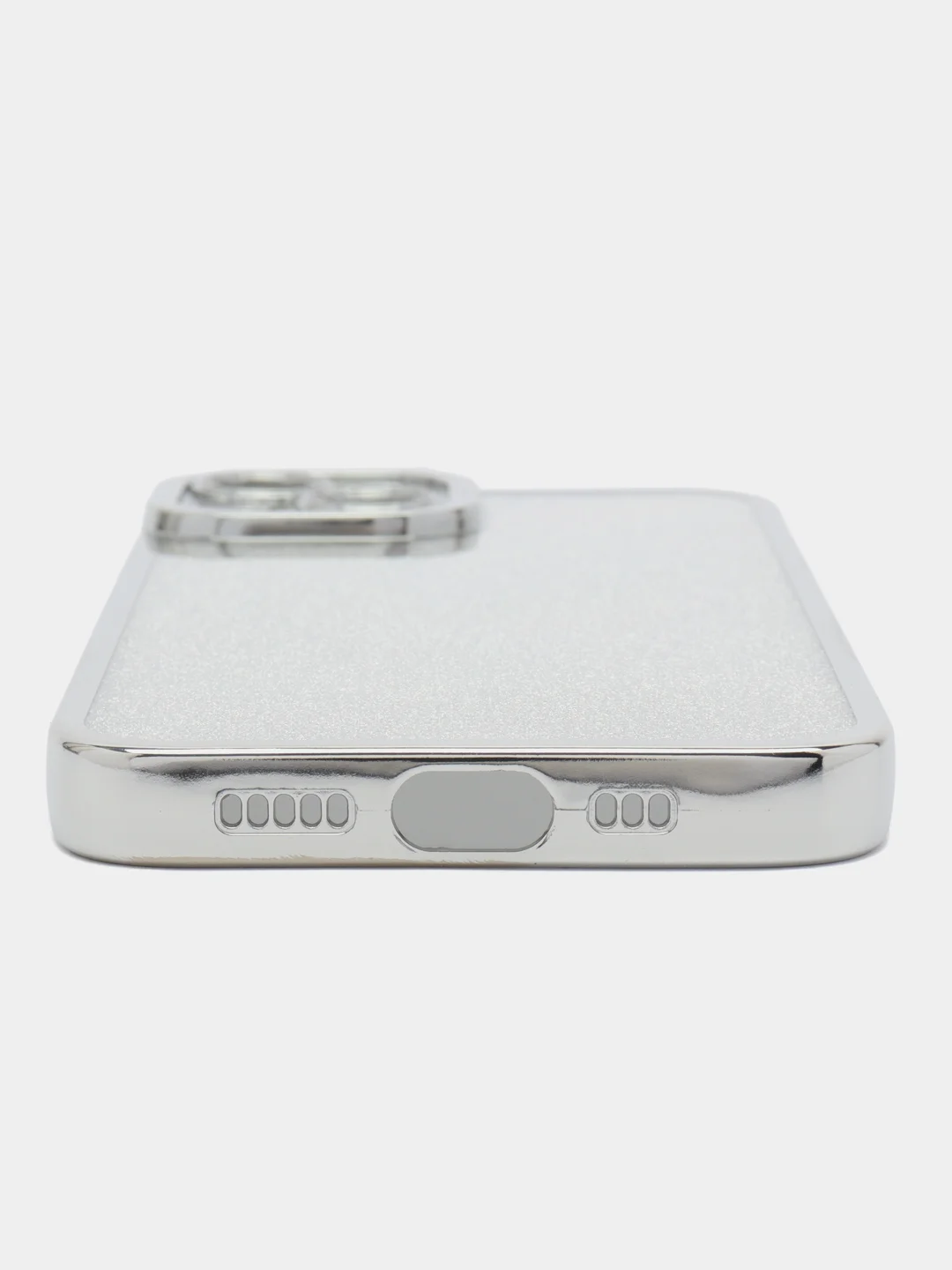 Серебряный чехол для айфон (iPhone) 11 12 13 14 15 16 Pro Max Plus, силиконовый