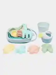Бирюзовый набор для песочницы,детский, складное ведро с игрушками и формочками, 11 предметов