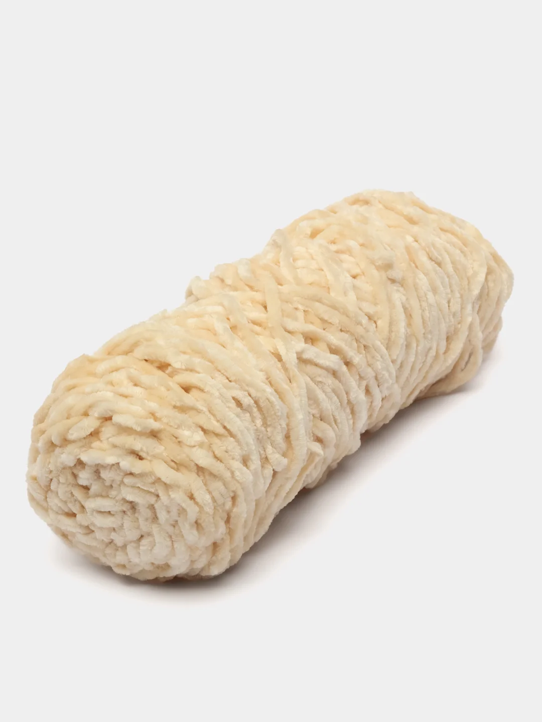Молочный пряжа плюшевая, велюровая