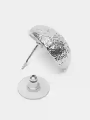 Серебряный круглые серьги, объемные, текстурные