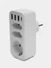 Тройник электрический для розетки idealim 3 розетки, 3 USB, 1 TypeC, белый