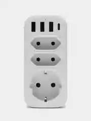 Тройник электрический для розетки idealim 3 розетки, 3 USB, 1 TypeC, белый