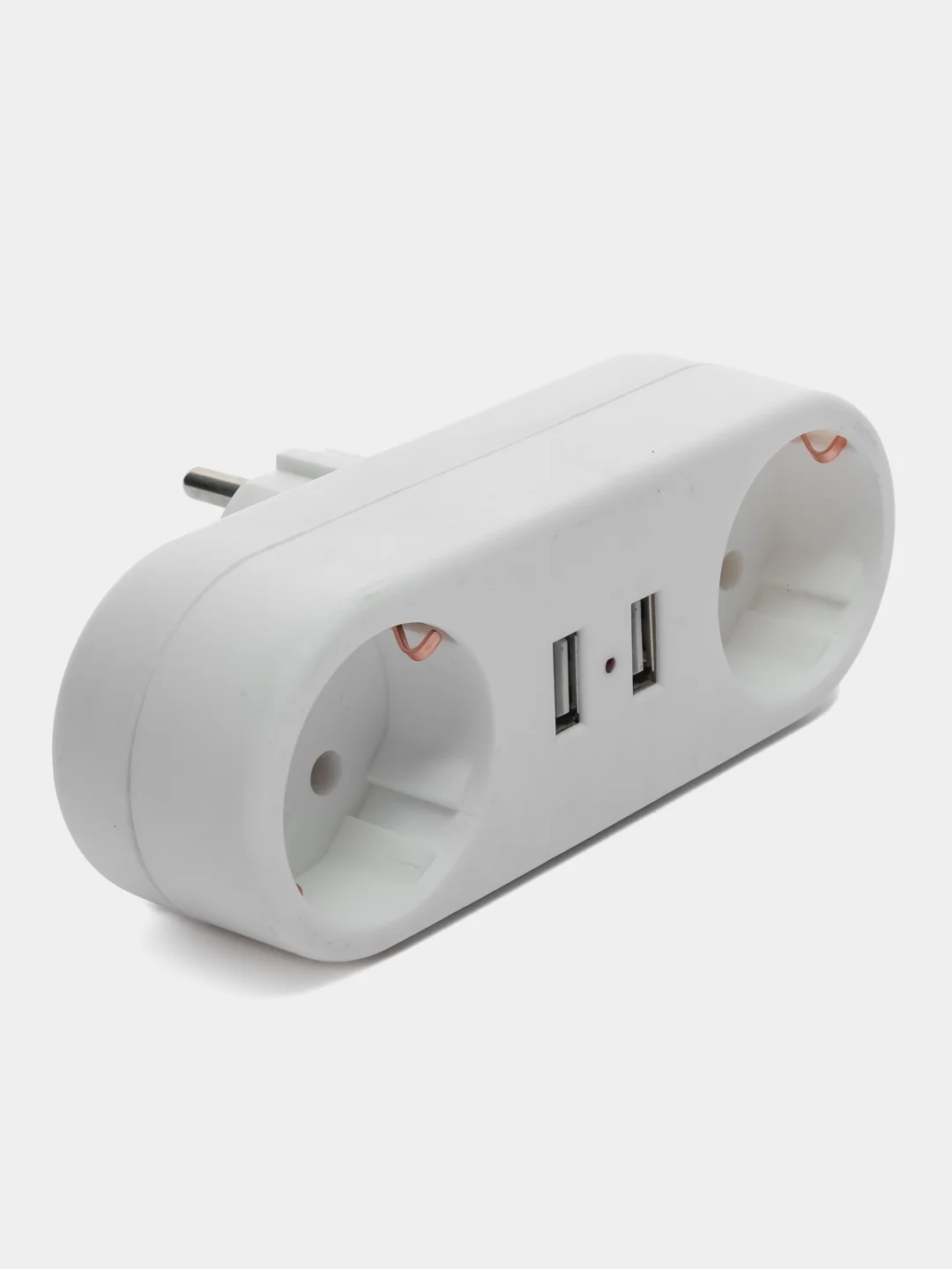 Тройник электрический разветвитель для розетки idealim 2 розетки, 2  USB