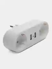 Тройник электрический разветвитель для розетки idealim 2 розетки, 2  USB
