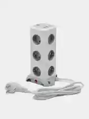 Сетевой фильтр Башня idealim 12 розеток, 2 USB, 1 TypeC, кабель 1,8 метра, серый
