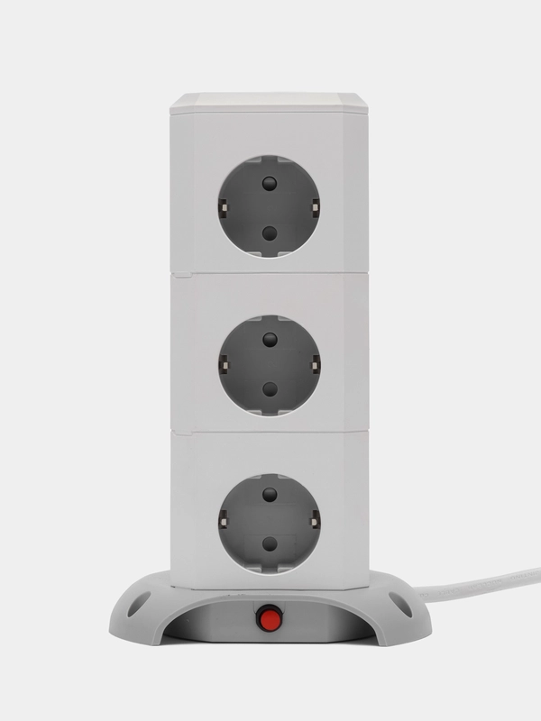 Сетевой фильтр Башня idealim 12 розеток, 2 USB, 1 TypeC, кабель 1,8 метра, серый