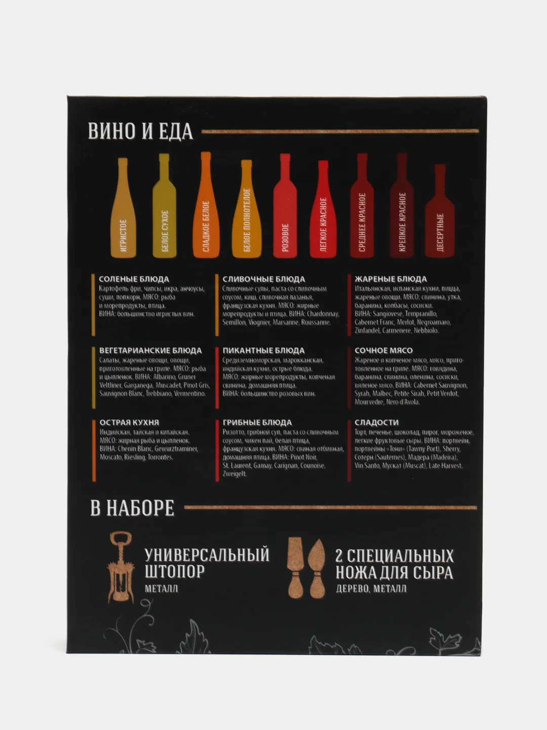 Набор для вина и сыра в книжке "Для идеального вечера", 21,5 х 16 см