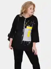 Желтый футболка женская с длинным рукавом, 100% хлопок, большие размеры