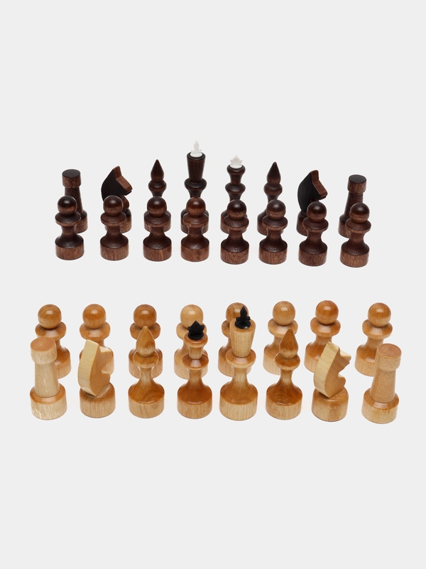 Шахматные фигуры обиходные, дерево, король 7.2 см, пешка 4.5 см, d-2 см