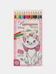 Карандаши 12 цветов, "Кошечка Мари", Коты Аристократы
