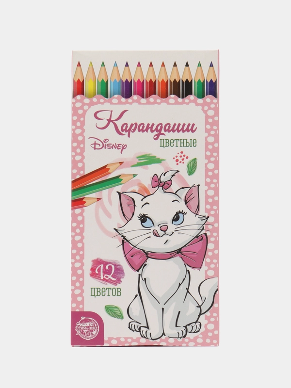 Карандаши 12 цветов, "Кошечка Мари", Коты Аристократы