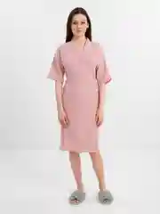 Розовый халат женский для дома из муслина