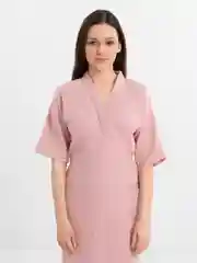 Розовый халат женский для дома из муслина