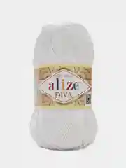 Белый пряжа Alize Diva 100% Микрофибра 100г 350м