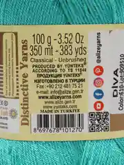 Бирюзовый пряжа Alize Diva 100% Микрофибра 100г 350м