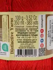 Красный пряжа Alize Diva 100% Микрофибра 100г 350м