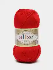 Красный пряжа Alize Diva 100% Микрофибра 100г 350м