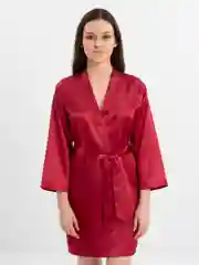 Бордовый халат женский, домашний, атласный