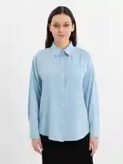 Голубой женская блузка, классическая