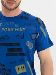 Индиго футболка мужская с принтом, хлопок