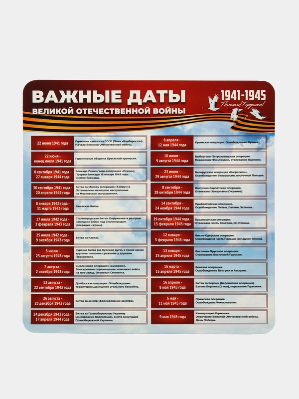 Стенд информационный "Важные даты", 750х750 мм