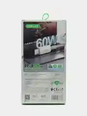 Белый зарядный кабель Type-C to Type-C 60W 3А быстрая зарядка, белый