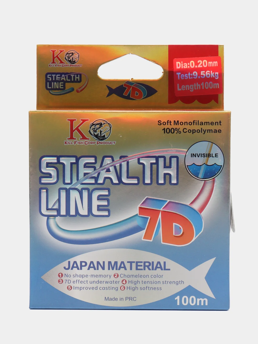 Прозрачный леска рыболовная Stealth line 3D, монофильная, прозрачная, 100 м