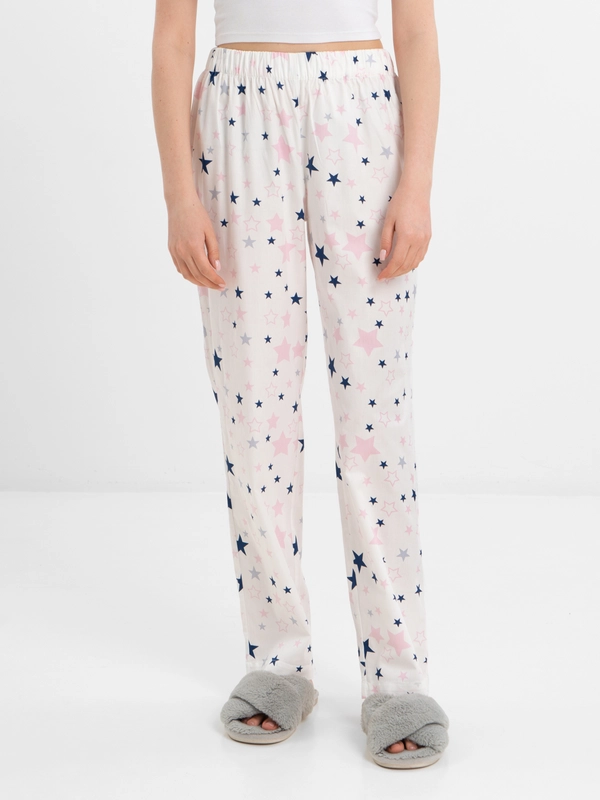 Брюки женские KAFTAN "Pink stars", размер 44-46, белый