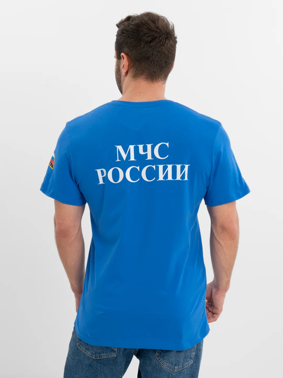 Синий футболка мужская с принтом МЧС "Футболочка"