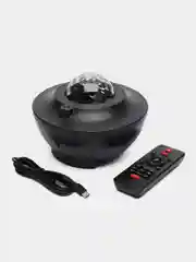 Черный ночник проектор ночного неба, звёздное небо с колонкой bluetooth и пультом, 10 режимов