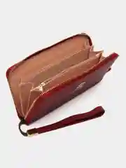 Бордовый кошелек женский для денег и карт из экокожи, на молнии