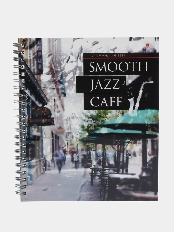 Тетрадь 96 листов в клетку на гребне Jazz Cafe, обложка мелованный картон