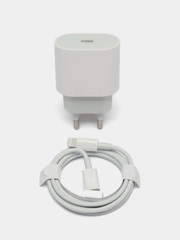 Блок питания для iPhone, 20w, с быстрой зарядкой, с кабелем Type-C - lightning, зарядка
