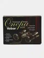 Бинокль театральный Veber Opera БГЦ 3x25 с цепочкой, красный/золотой