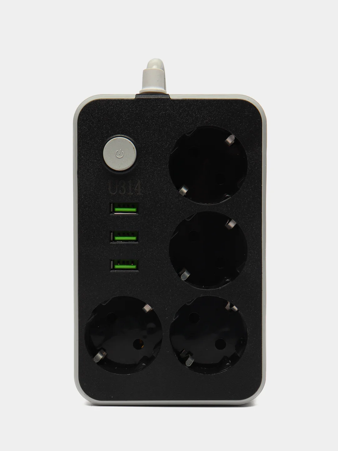Тёмно-серый сетевой фильтр-удлинитель, с USB разъёмами, с заземлением