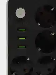Тёмно-серый сетевой фильтр-удлинитель, с USB разъёмами, с заземлением