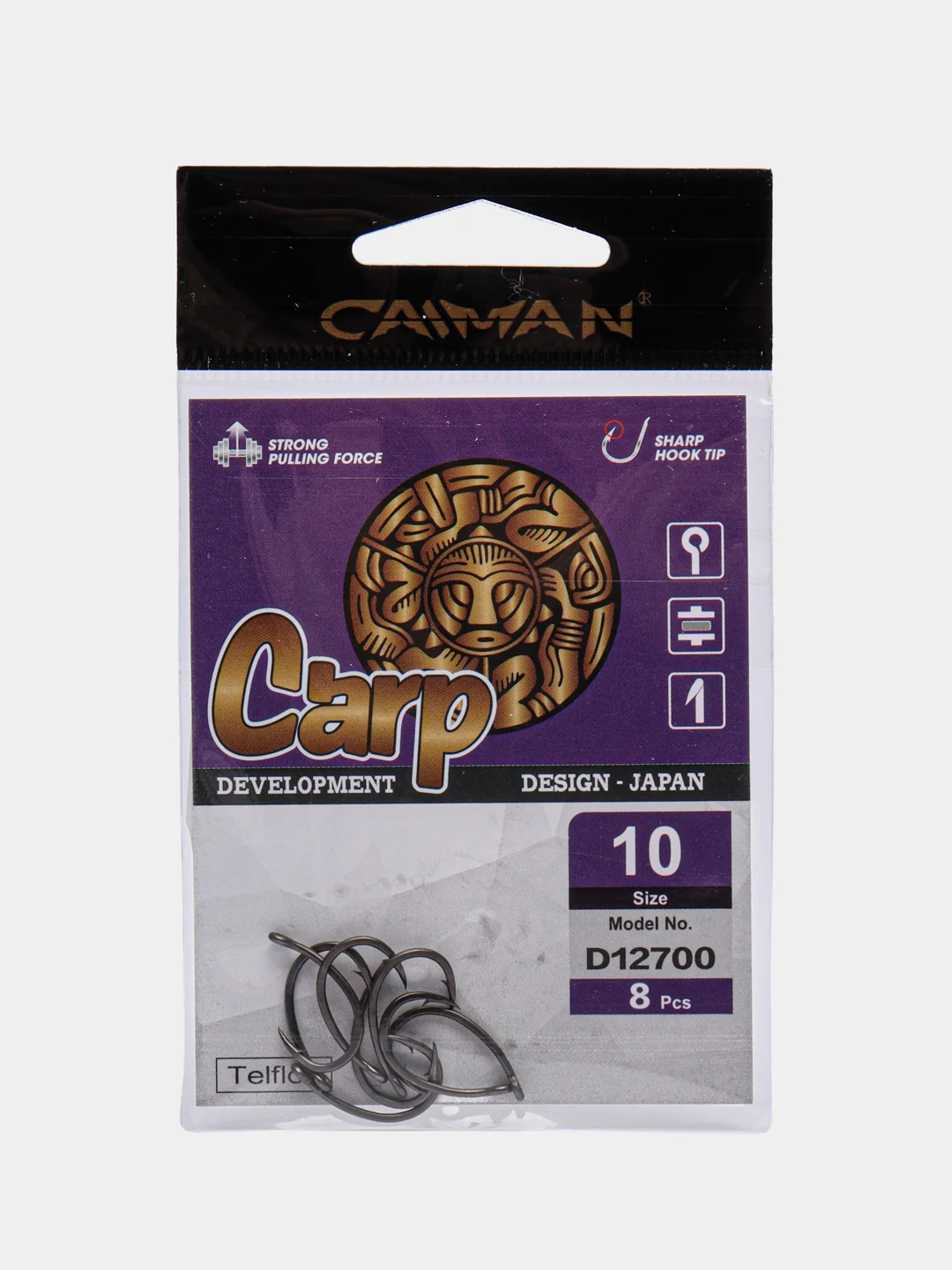 Крючки карповые Caiman D12700 CarpTeflon (форма Crank)