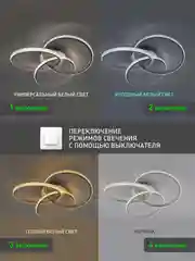 Белый управляемая потолочная люстра светодиодная с пультом smart Estares Vita80 W ,до 25 кв.м