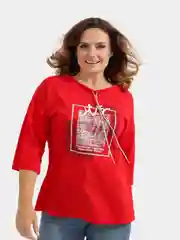 Алый футболка женская с длинным рукавом, 100% хлопок, большие размеры