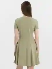 Оливковый платье летнее короткое расклешенное, 4 цвета