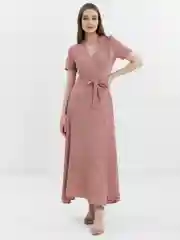 Пастельно-коралловый платье женское длинное на запах, в горошек