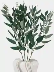 Белый рускус, ива, искусственная зелень, листья, трава, ветки, эвкалипт, цветы, букет