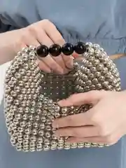 Женская сумка из бусин, цвет металлик, ручной сборки