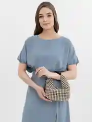 Женская сумка из бусин, цвет металлик, ручной сборки