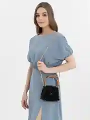 Модная женская сумка плетеная из бусин /через плечо/кросс-боди/ черная, ручная сборка