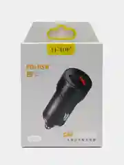 Серый автомобильная  зарядка в прикуриватель для телефона, с разъемами USB и Type C