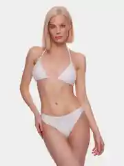 Белый купальник женский, раздельный, с юбкой, на завязках