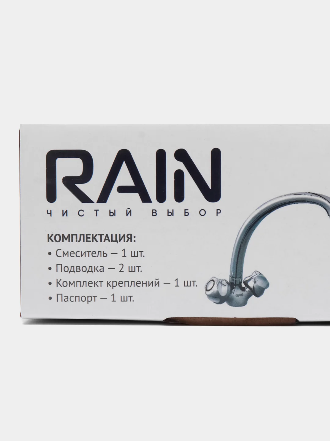 Rain смеситель для кухни Кварц, высокий излив, керам. кран-буксы 1/2, латунь, хром